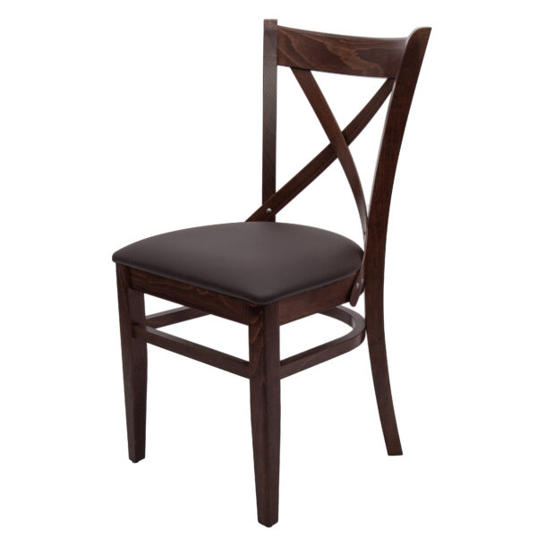 RESTAURANT DINING CHAIR CROSSBACK BROWN CUSHION 2137