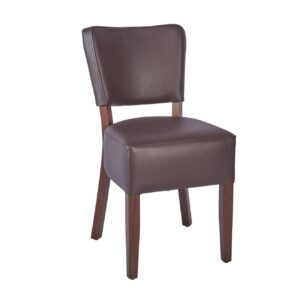 LEATHER RESTAURANT DINING CHAIR  BROWN 1970