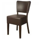 LEATHER RESTAURANT DINING CHAIR  BROWN 1970