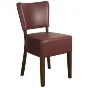 LEATHER RESTAURANT DINING CHAIR WINE/BURGUNDY 1970
