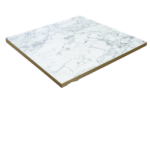 SINGLE RESTAURANT DINING TABLE TOP WHITE MARBLE GOLD TRIM 2322