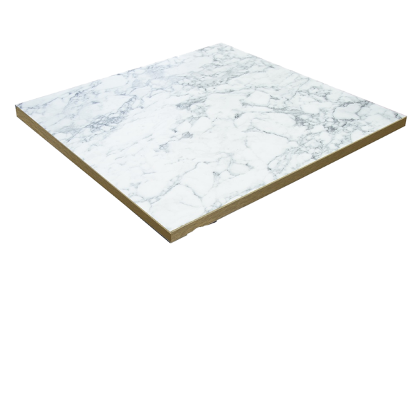 SINGLE RESTAURANT DINING TABLE TOP WHITE MARBLE GOLD TRIM 2322