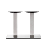 RESTAURANT DINING TABLE DOUBLE SQUARE BRUSHED METAL BASE 6070