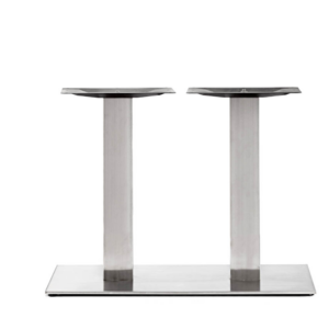 RESTAURANT DINING TABLE DOUBLE SQUARE BRUSHED METAL BASE 6070