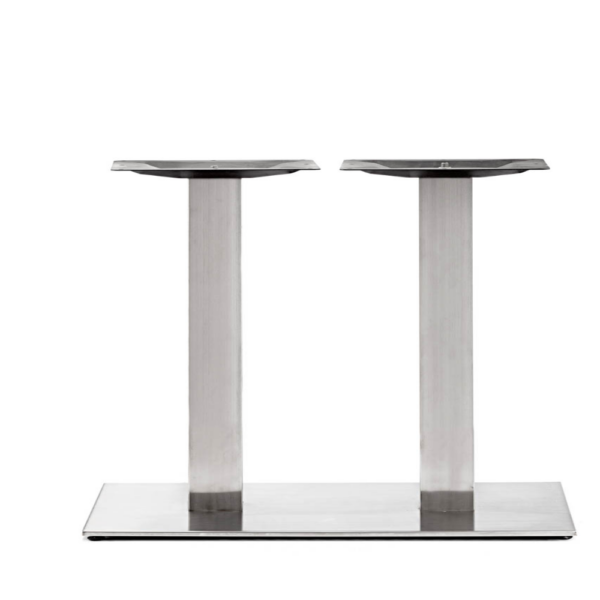 RESTAURANT DINING TABLE DOUBLE SQUARE BRUSHED METAL BASE 6070