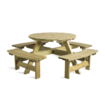 PUB OUTDOOR ROUND WOODEN DINING BENCH 8 SEATER