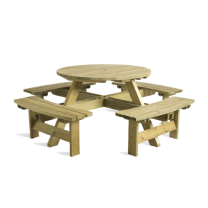 PUB OUTDOOR ROUND WOODEN DINING BENCH 8 SEATER