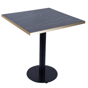 RESTAURANT DINING TABLE BLACK MARBLE ROUND BLACK BASE