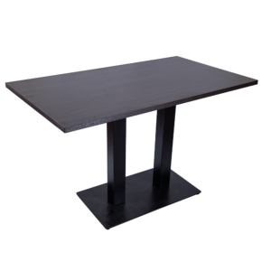 RESTAURANT DINING TABLE DARK/LIGHT WALNUT RECTANGLE BASE
