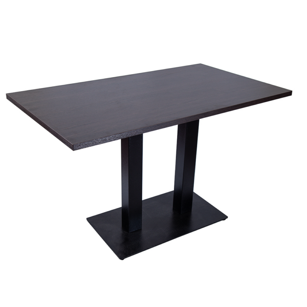 RESTAURANT DINING TABLE DARK/LIGHT WALNUT RECTANGLE BASE