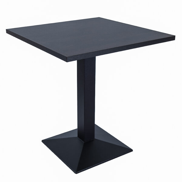 RESTAURANT DINING TABLE DARK OR LIGHT WALNUT BLACK PRYAMID BASE