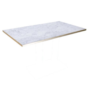 DOUBLE RESTAURANT DINING TABLE TOP WHITE MARBLE GOLD TRIM 2322