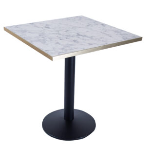RESTAURANT DINING TABLE WHITE MARBLE GOLD TRIM DOME BASE