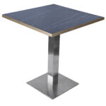 700×700 BLACK MARBLE TABLE WITH SQUARE BRUSHED METAL BASE