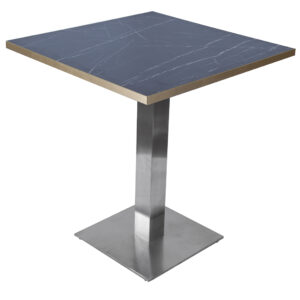 700×700 BLACK MARBLE TABLE WITH SQUARE BRUSHED METAL BASE