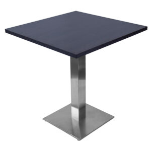 700×700 DARK WALNUT TABLE WITH SQUARE BRUSHED METAL BASE
