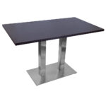 1200×700 LIGHT WALNUT TABLE WITH RECTANGLE BRUSHED METAL BASE