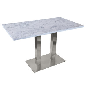1200×700 WHITE MARBLE TABLE WITH RECTANGLE BRUSHED METAL BASE