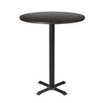 ROUND RESTAURANT TABLE DARK WALNUT POSEUR HEIGHT STANDARD BASE